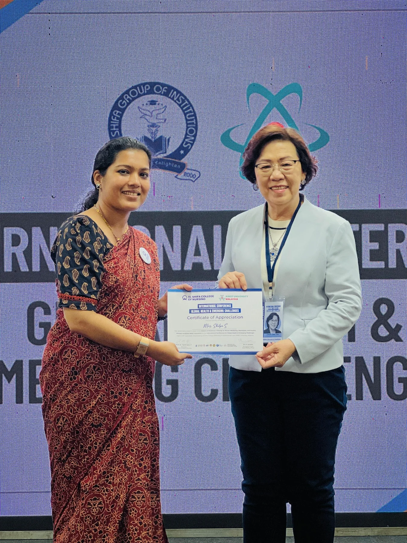 Ms. Shilpa S. Wins Second Prize at International Conference for Research Paper Presentation